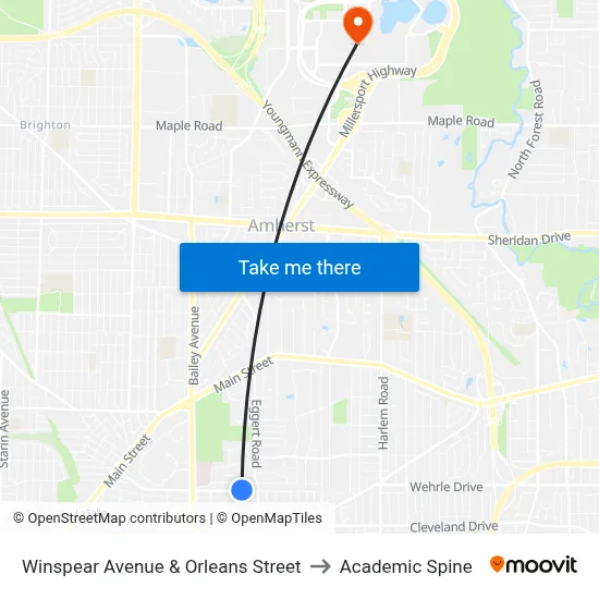 Winspear Avenue & Orleans Street to Academic Spine map