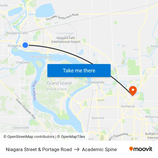 Niagara Street & Portage Road to Academic Spine map