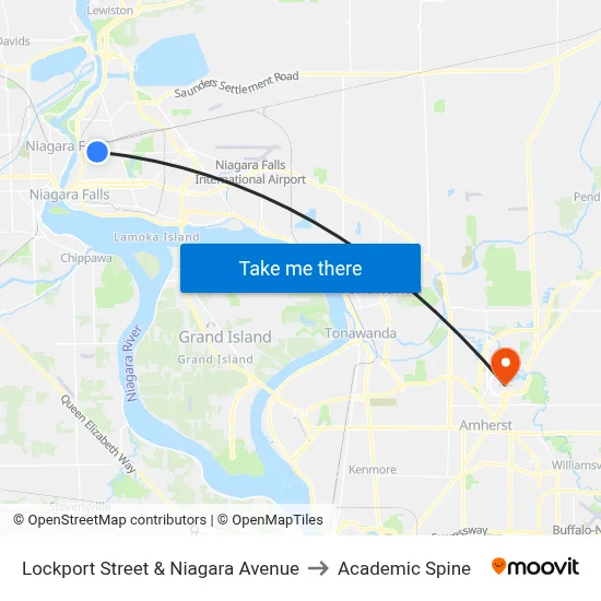 Lockport Street & Niagara Avenue to Academic Spine map