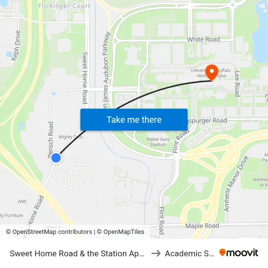 Sweet Home Road & the Station Apartments to Academic Spine map