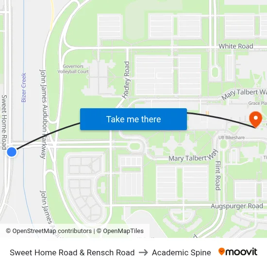 Sweet Home Road & Rensch Road to Academic Spine map