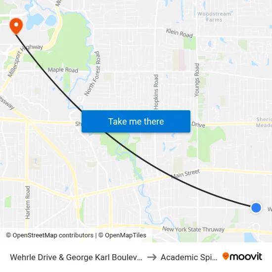 Wehrle Drive & George Karl Boulevard to Academic Spine map
