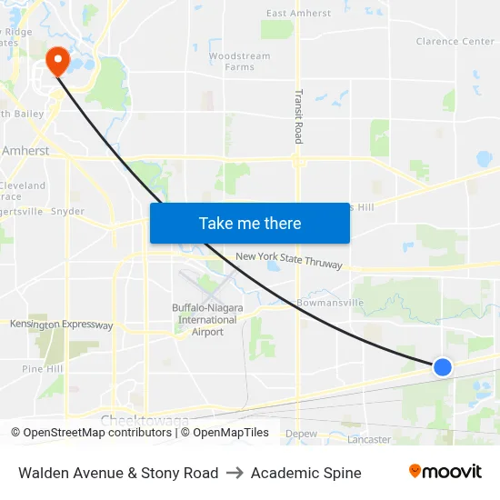 Walden Avenue & Stony Road to Academic Spine map