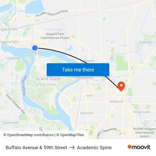 Buffalo Avenue & 59th Street to Academic Spine map