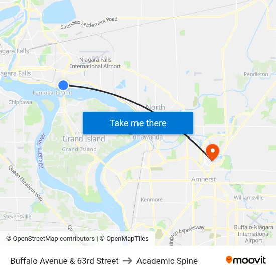 Buffalo Avenue & 63rd Street to Academic Spine map
