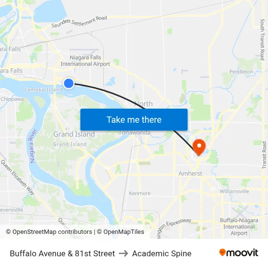 Buffalo Avenue & 81st Street to Academic Spine map