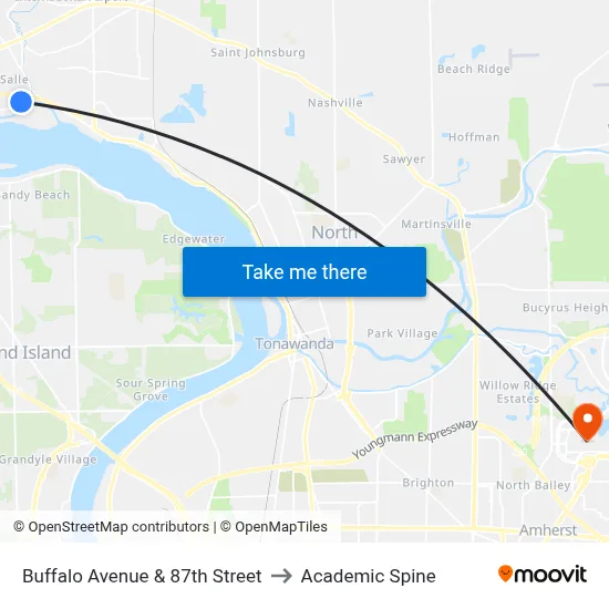 Buffalo Avenue & 87th Street to Academic Spine map
