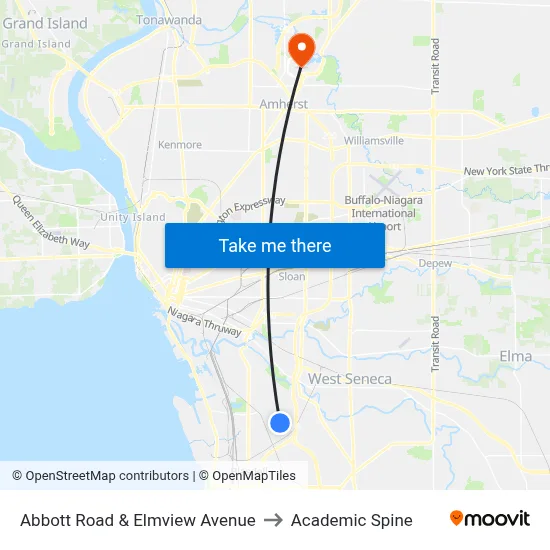 Abbott Road & Elmview Avenue to Academic Spine map