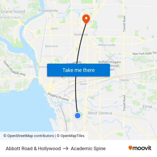 Abbott Road & Hollywood to Academic Spine map