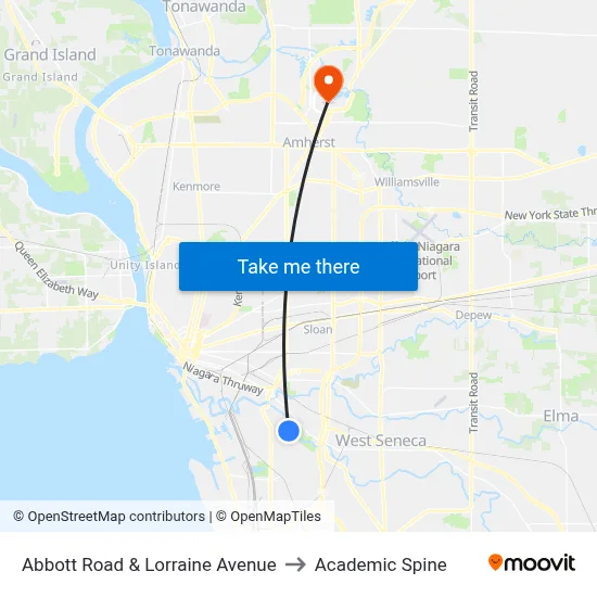Abbott Road & Lorraine Avenue to Academic Spine map