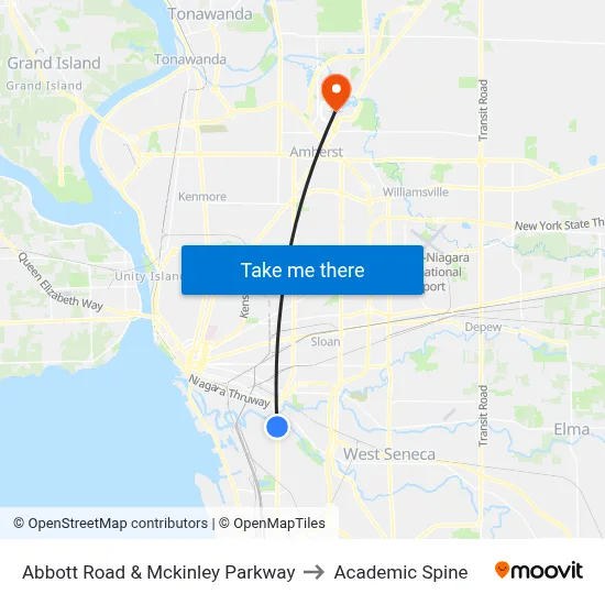 Abbott Road & Mckinley Parkway to Academic Spine map