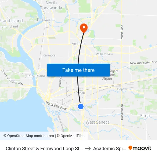 Clinton Street & Fernwood Loop Static to Academic Spine map