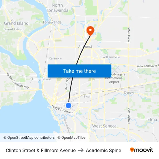 Clinton Street & Fillmore Avenue to Academic Spine map