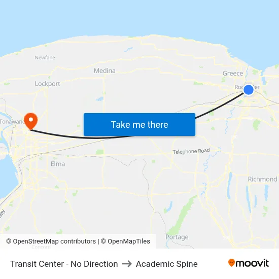 Transit Center  - No Direction to Academic Spine map