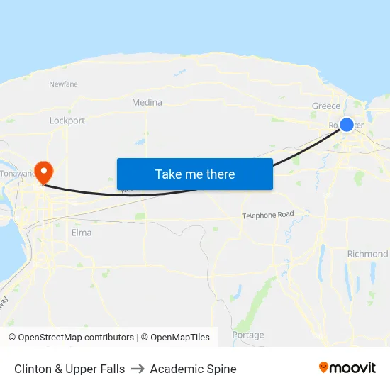 Clinton & Upper Falls to Academic Spine map