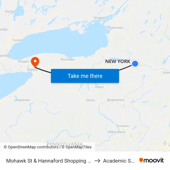 Mohawk St & Hannaford Shopping Center to Academic Spine map