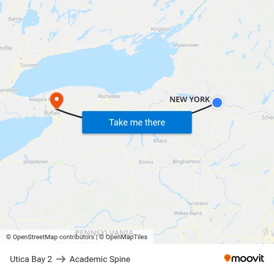 Utica Bay 2 to Academic Spine map