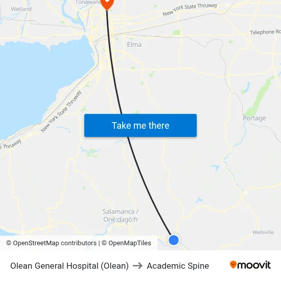 Olean General Hospital (Olean) to Academic Spine map