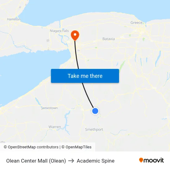 Olean Center Mall (Olean) to Academic Spine map