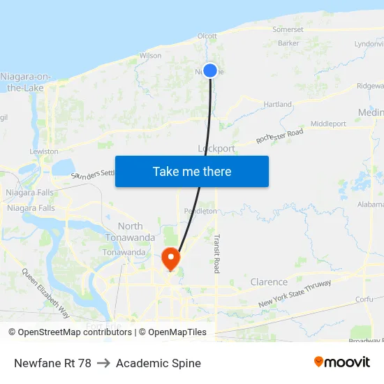 Newfane Rt 78 to Academic Spine map