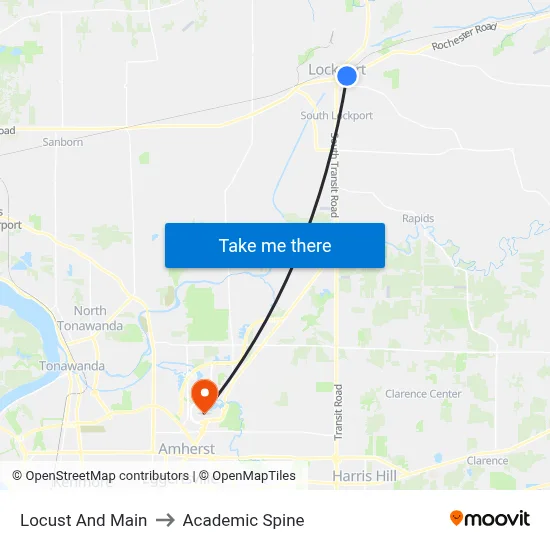 Locust And Main to Academic Spine map