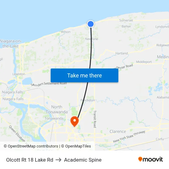 Olcott Rt 18 Lake Rd to Academic Spine map