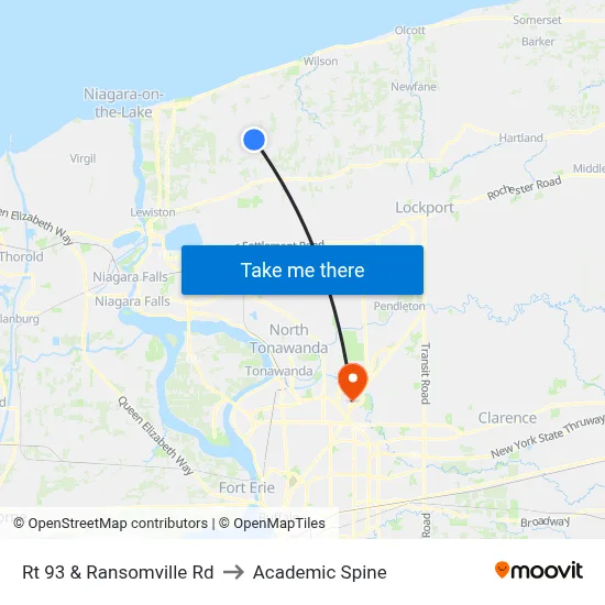 Rt 93 & Ransomville Rd to Academic Spine map