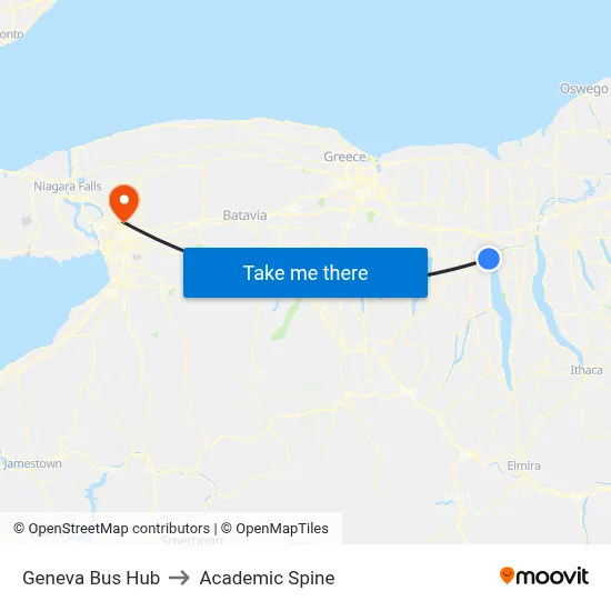 Geneva Bus Hub to Academic Spine map
