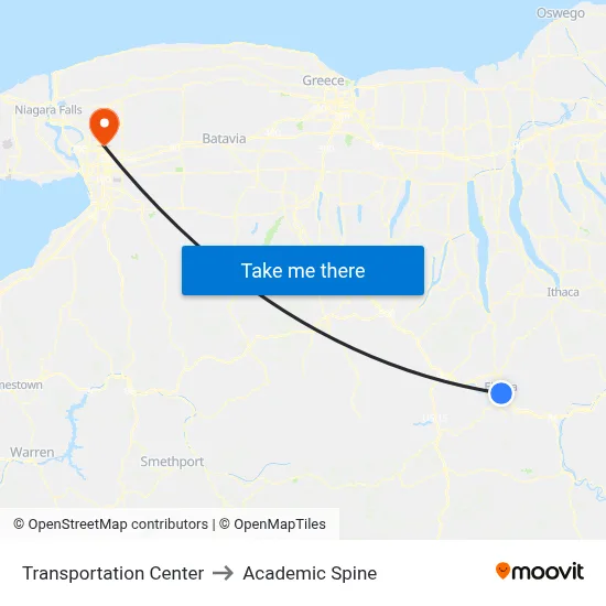 Transportation Center to Academic Spine map
