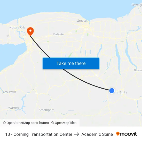 13 - Corning Transportation Center to Academic Spine map