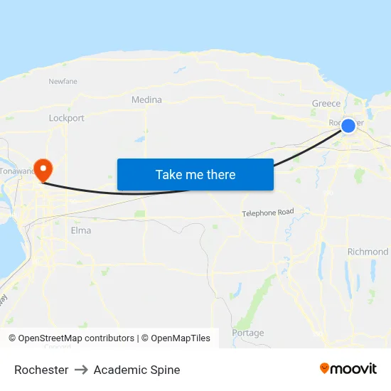 Rochester to Academic Spine map