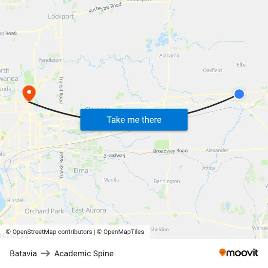 Batavia to Academic Spine map