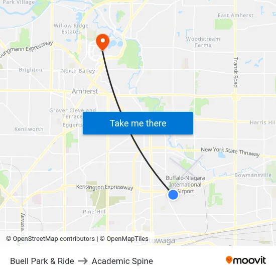 Buell Park & Ride to Academic Spine map