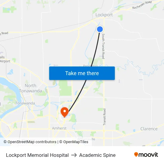 Lockport Memorial Hospital to Academic Spine map
