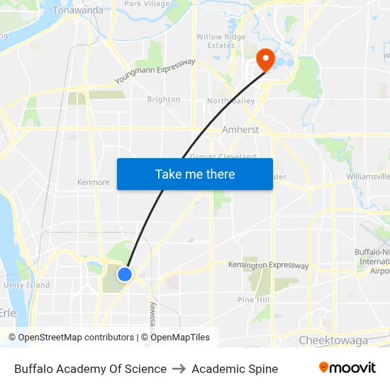 Buffalo Academy Of Science to Academic Spine map
