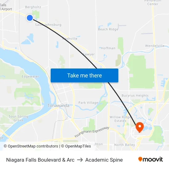 Niagara Falls Boulevard & Arc to Academic Spine map
