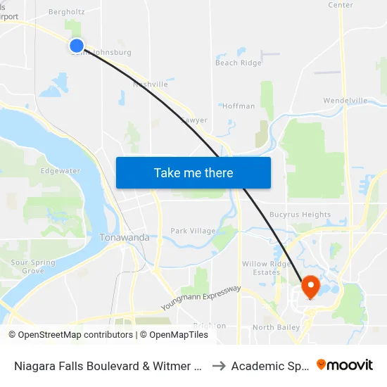 Niagara Falls Boulevard & Witmer Road to Academic Spine map