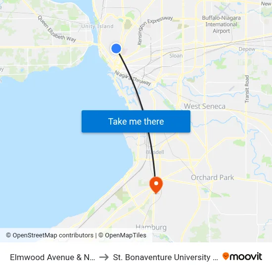 Elmwood Avenue & North Avenue to St. Bonaventure University Buffalo Center map
