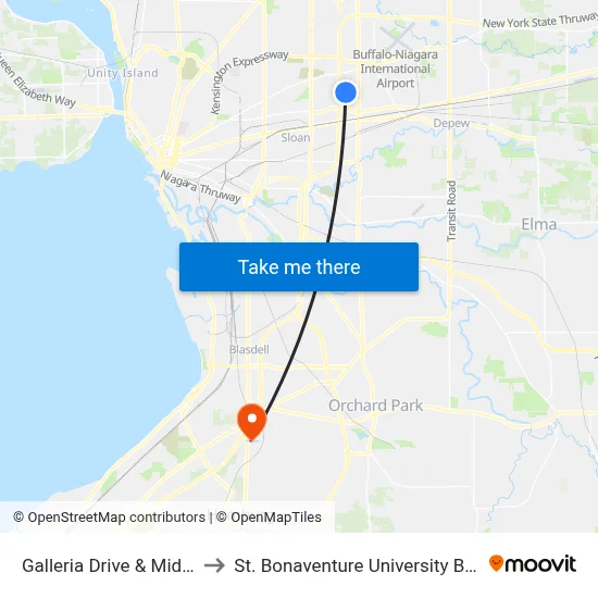 Galleria Drive & Midway West to St. Bonaventure University Buffalo Center map