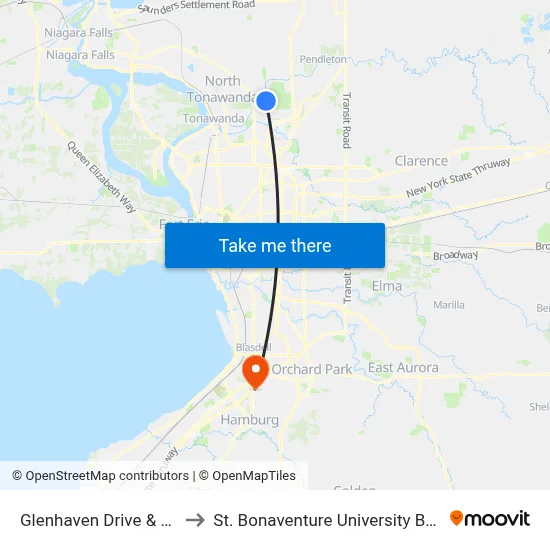 Glenhaven Drive & Vine Lane to St. Bonaventure University Buffalo Center map