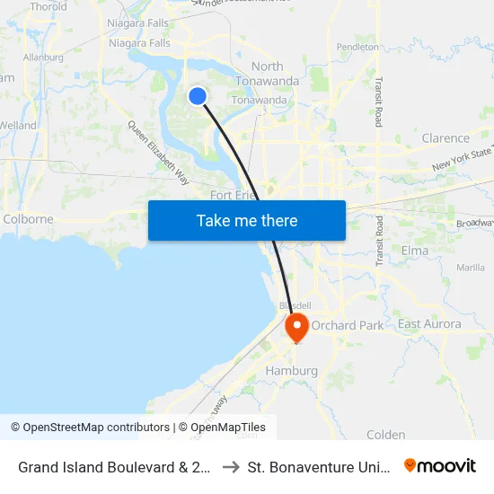 Grand Island Boulevard & 2570 Grand Island Boulevard to St. Bonaventure University Buffalo Center map