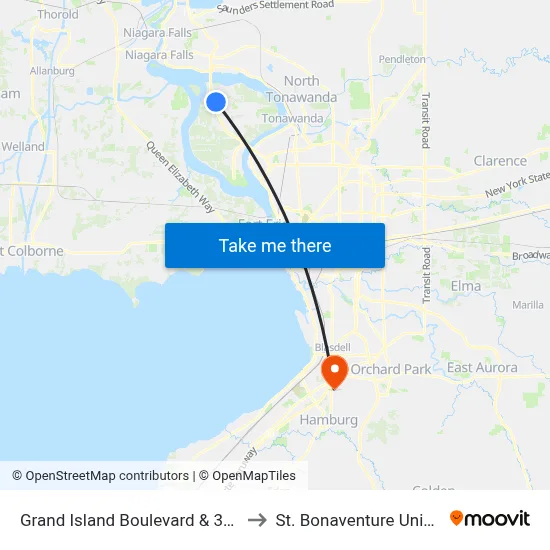 Grand Island Boulevard & 3026 Grand Island Boulevard to St. Bonaventure University Buffalo Center map
