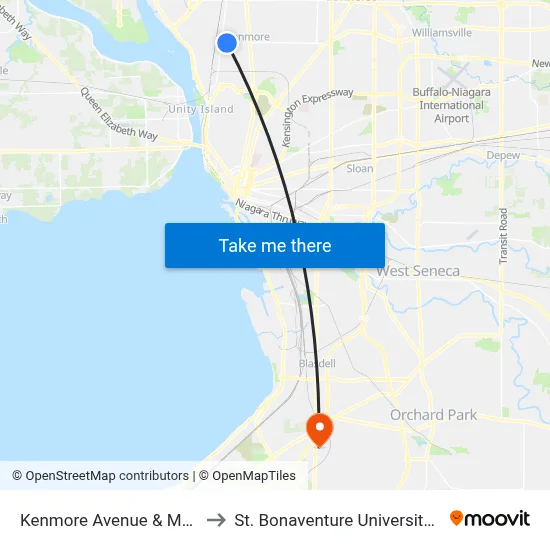 Kenmore Avenue & Melrose Avenue to St. Bonaventure University Buffalo Center map