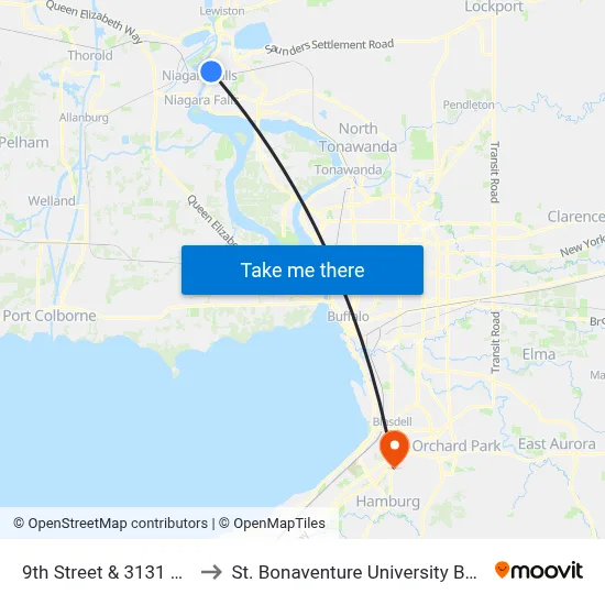 9th Street & 3131 9th Street to St. Bonaventure University Buffalo Center map