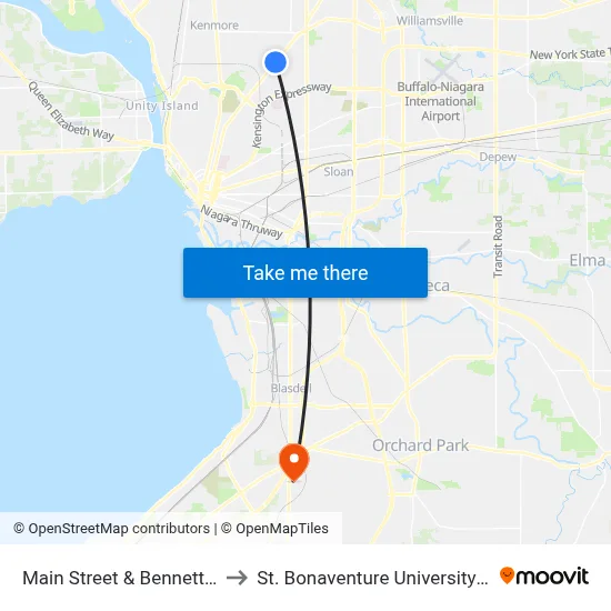 Main Street & Bennett High School to St. Bonaventure University Buffalo Center map