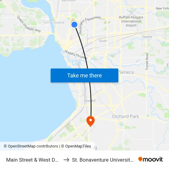 Main Street & West Delavan Avenue to St. Bonaventure University Buffalo Center map