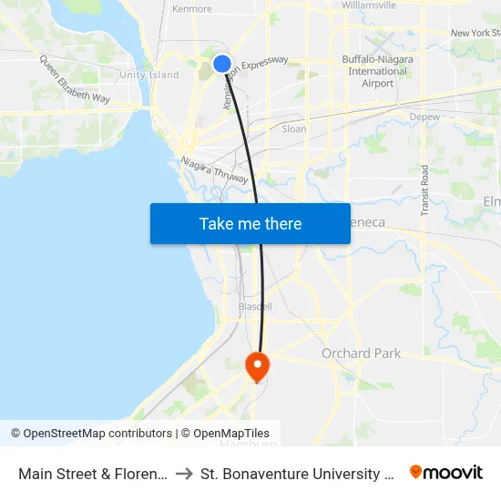 Main Street & Florence Avenue to St. Bonaventure University Buffalo Center map