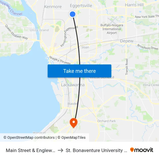 Main Street & Englewood Avenue to St. Bonaventure University Buffalo Center map
