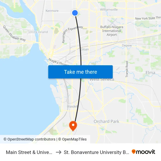 Main Street & University Plaza to St. Bonaventure University Buffalo Center map