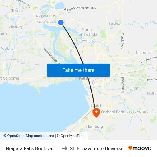 Niagara Falls Boulevard & La Quinta Inn to St. Bonaventure University Buffalo Center map